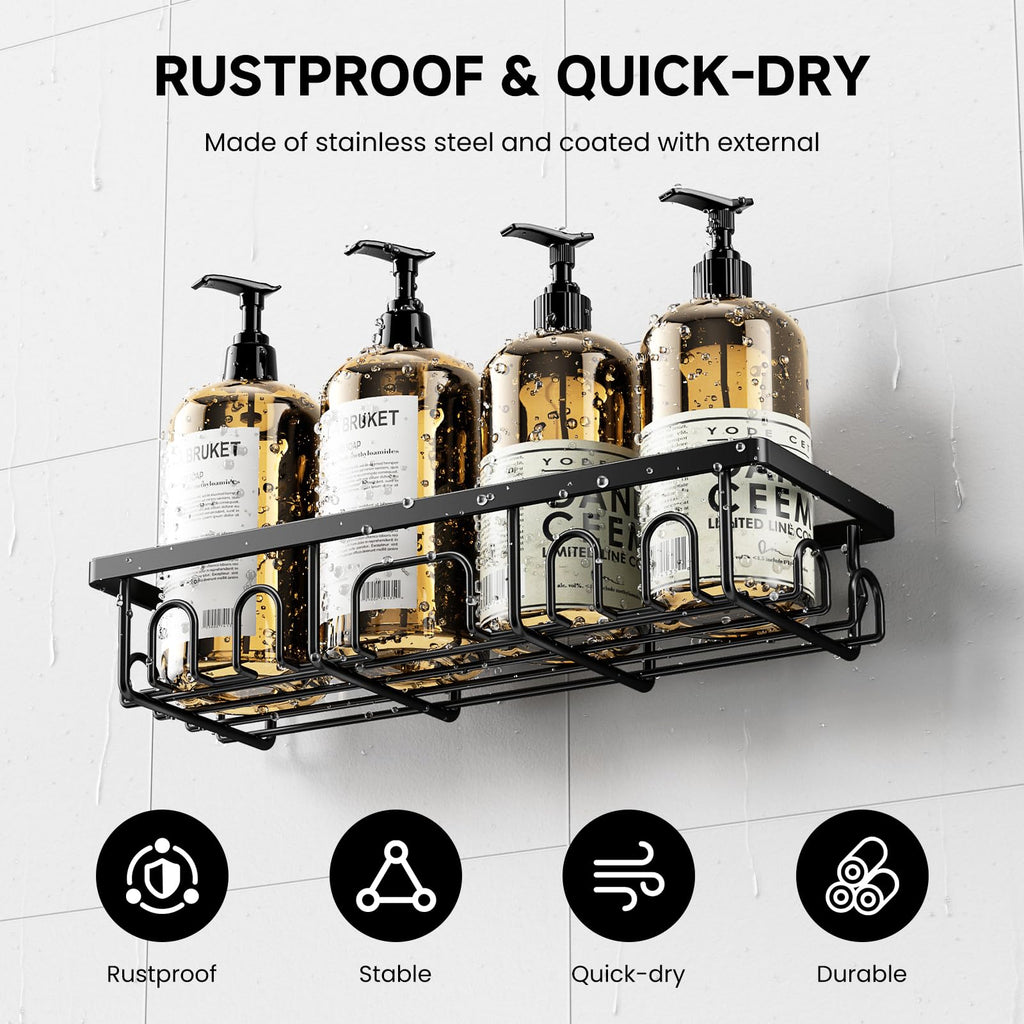 Shower Caddy, 3 Pack Shower Shelves for Inside Bathroom, Rustproof Adhesive Bathroom Organizer with Soap Holder, No Drilling Washroom Organizers and Storage for Bathtub Room/Kitchen/Home
