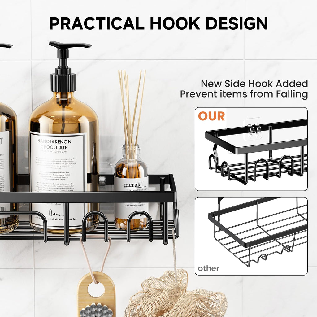 Shower Caddy, 3 Pack Shower Shelves for Inside Bathroom, Rustproof Adhesive Bathroom Organizer with Soap Holder, No Drilling Washroom Organizers and Storage for Bathtub Room/Kitchen/Home