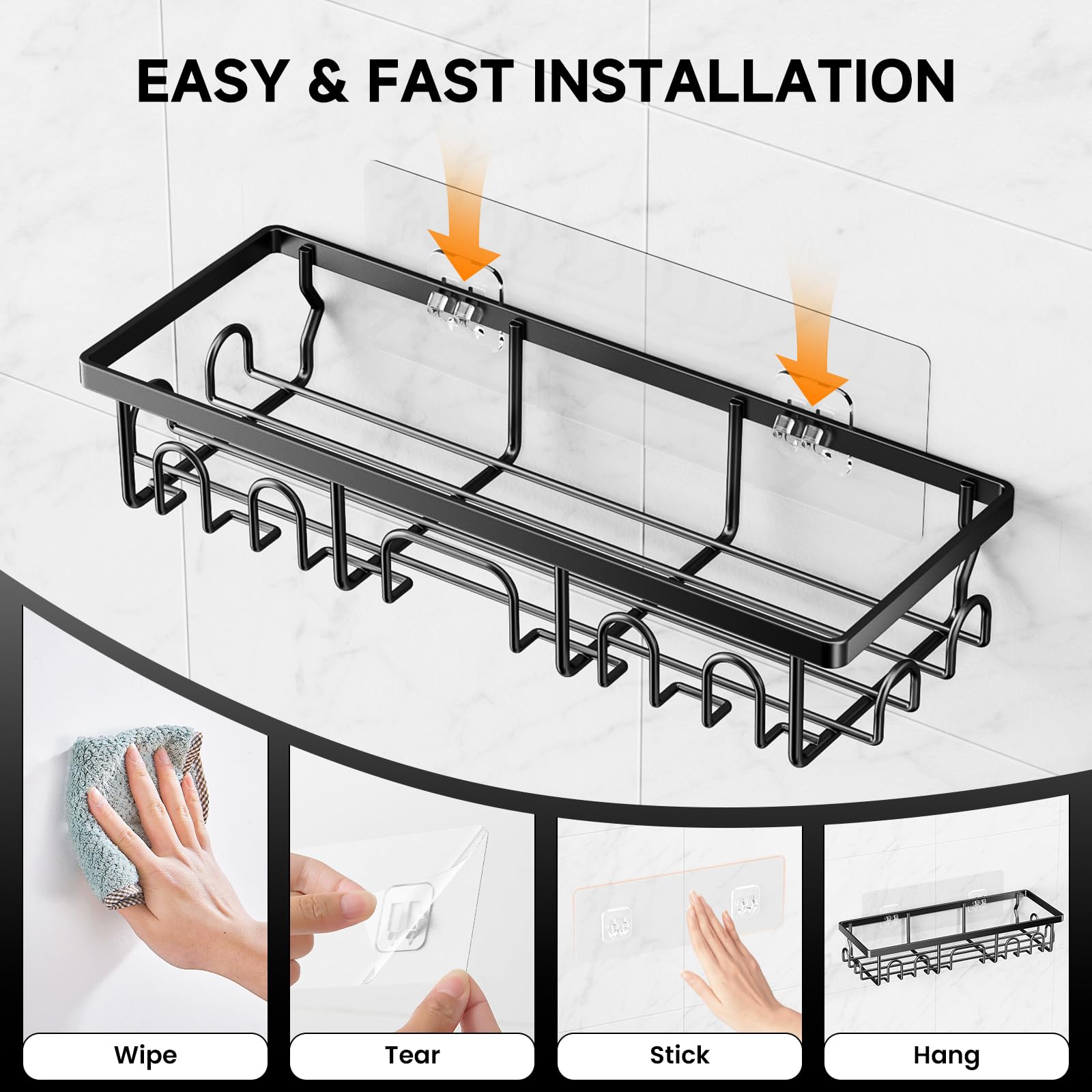 Shower Caddy, 3 Pack Shower Shelves for Inside Bathroom, Rustproof Adhesive Bathroom Organizer with Soap Holder, No Drilling Washroom Organizers and Storage for Bathtub Room/Kitchen/Home