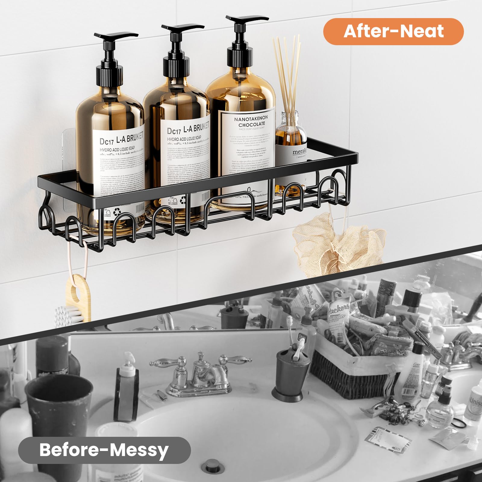 Shower Caddy, 3 Pack Shower Shelves for Inside Bathroom, Rustproof Adhesive Bathroom Organizer with Soap Holder, No Drilling Washroom Organizers and Storage for Bathtub Room/Kitchen/Home